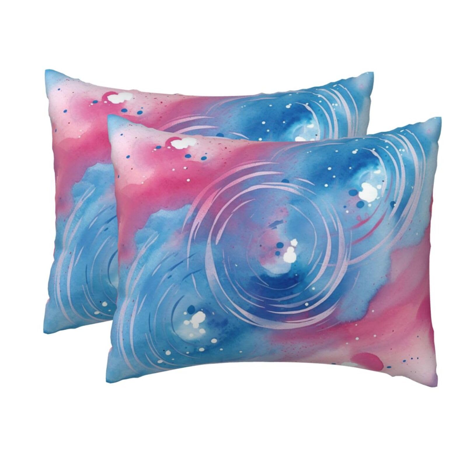 2 Pack Standard Size Pillow Cases for Hair and Skin Soft Breathable Pillow Case Covers with Hidden Zipper Blue Swirl Watercolor Pillowcase 20x26 Inches Pillow Cover for Sleeping Gift