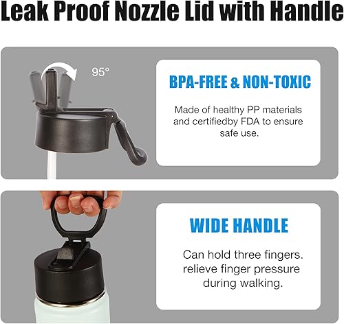 Miniatura 6 de Volhoply Botellas de agua aisladas de 22 onzas con tapa con popote, botella deportiva de acero inoxidable con asa, tazas de agua de metal al vacío