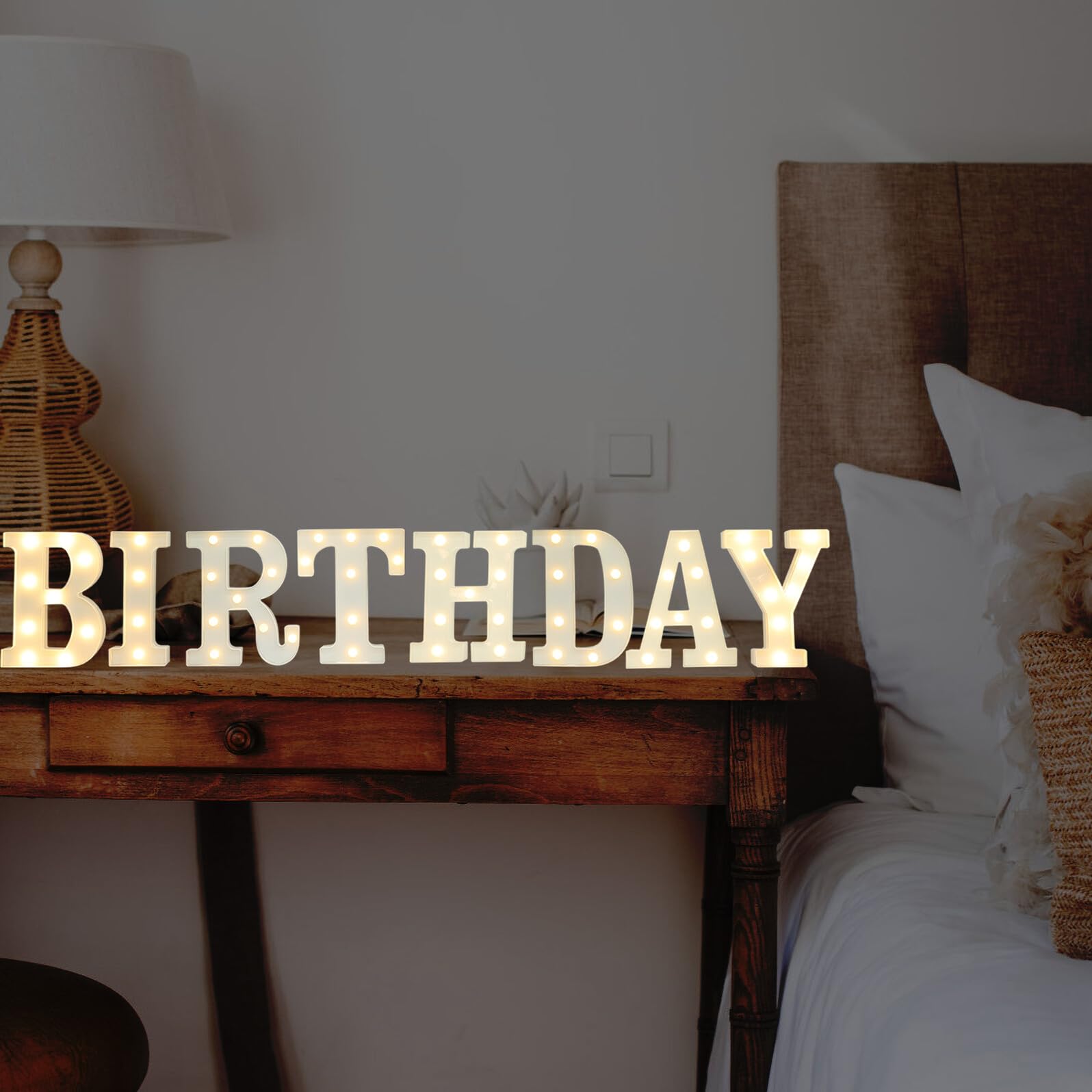 Lámparas LED de Letras Iluminadas Pilas, 8 Piezas de Plástico, Fáciles de Usar para Decoración en Ocasiones Obsequios y Cumpleaños