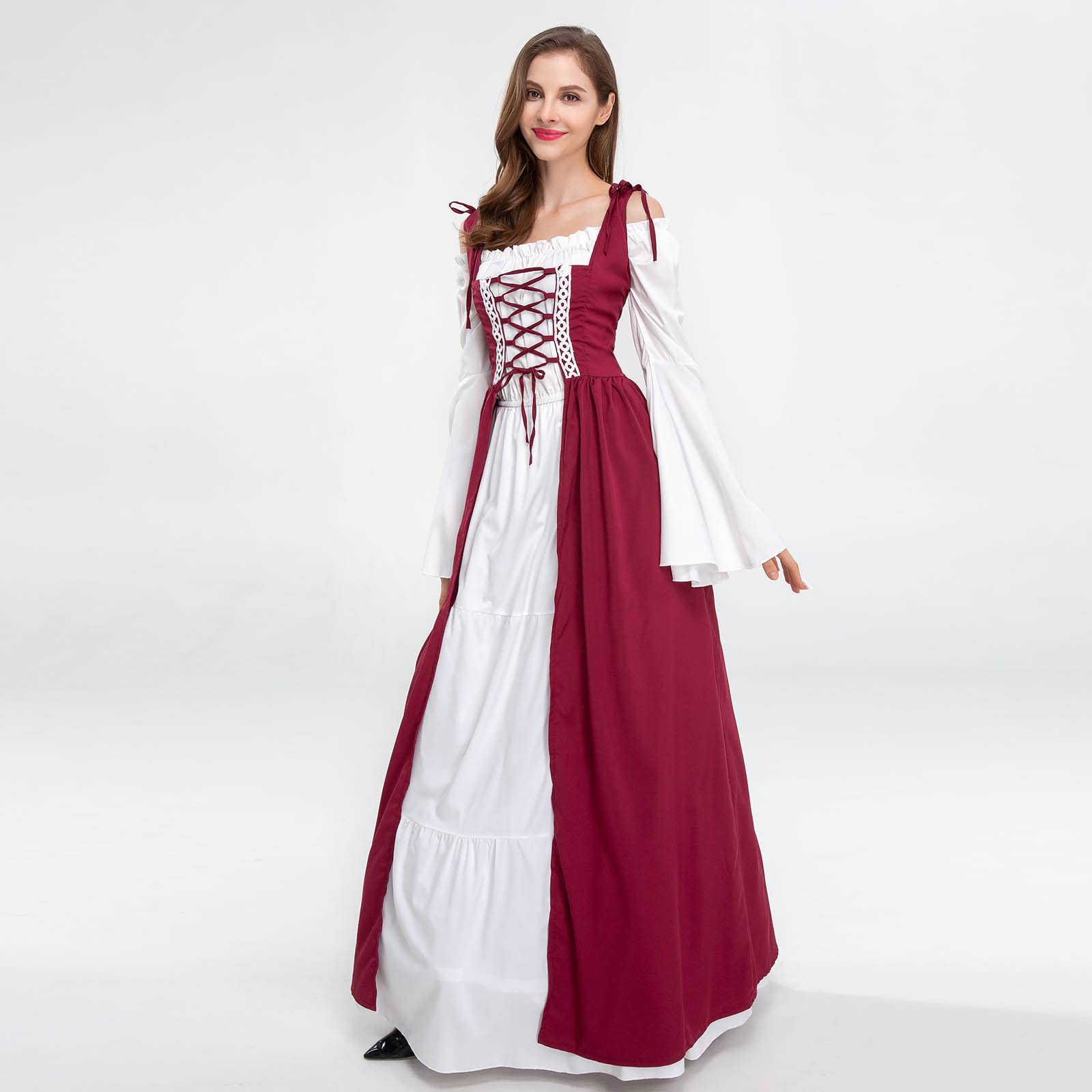 Renaissance Kleid Damen Mittelalter Kleid Damen Mittelalter Kostüme Maxi | Glockenärmel Gothic Kleidung, Piratenkostüm, Viktorianisches, Festival Outfit, für Cosplay Karneval Halloween