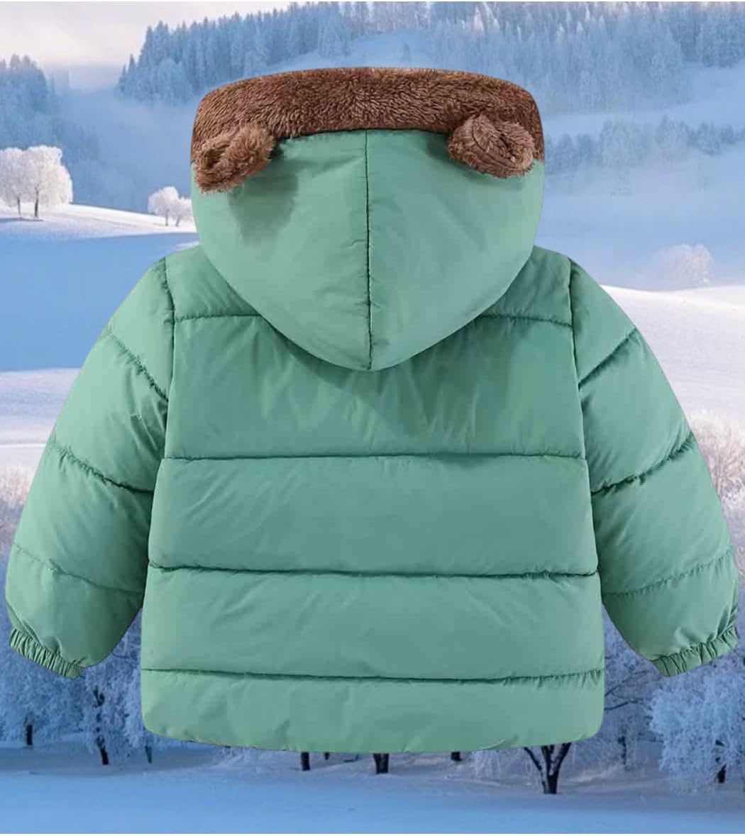 Toddler Winter Puffer Coat Fleece Padded Jackets Hooded Bear Ears Outwear Clothing for Kids Boys Girls 1-6 Years - Image 2
