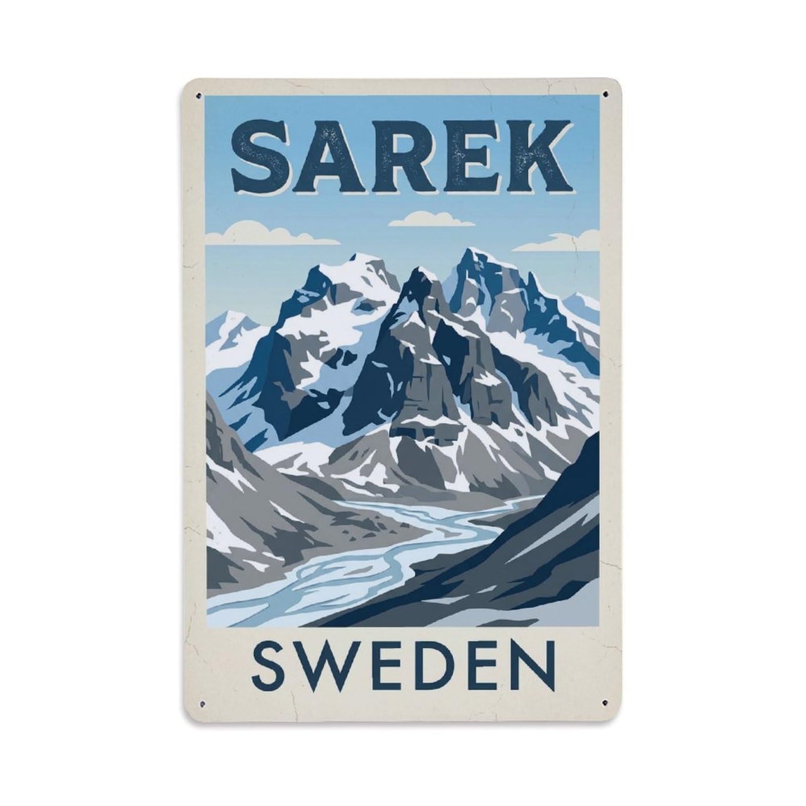 Vintage Travel Sarek Sweden Peaks 1 Metal Tin Sign