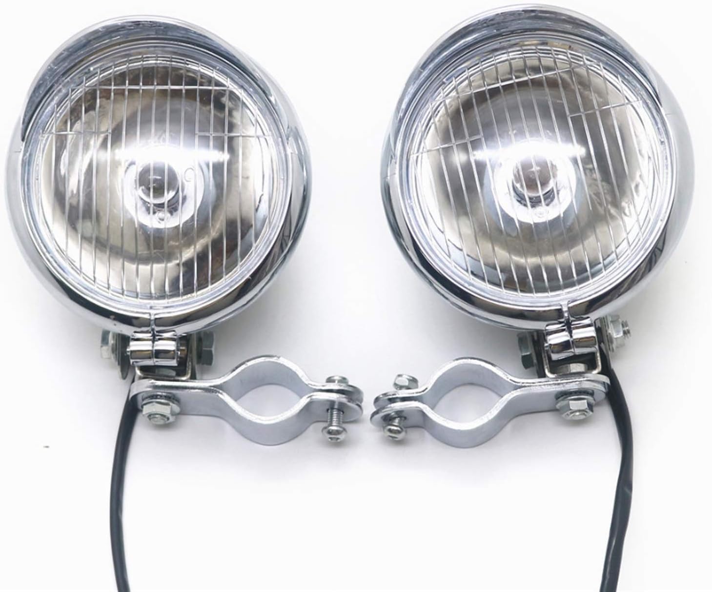 Faros adicionales Motocicleta Cromado Punto de Paso Luz de Niebla con Rodillo Jaula Guard Bar Tubo Soporte Soporte Soporte (Color : 1)