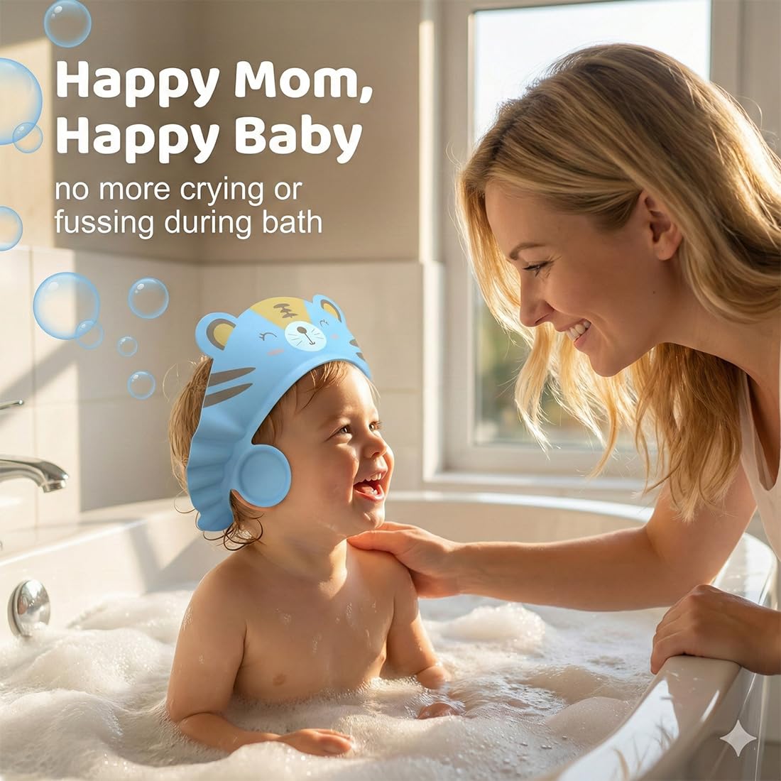 2 Pezzi Cappello Doccia Bambini, Visiera Doccia Bambini, cuffia per shampoo regolabile per bambini, scudo per il lavaggio dei capelli, Bambini Regolabile Doccia Cap per Protezione (Tigre).