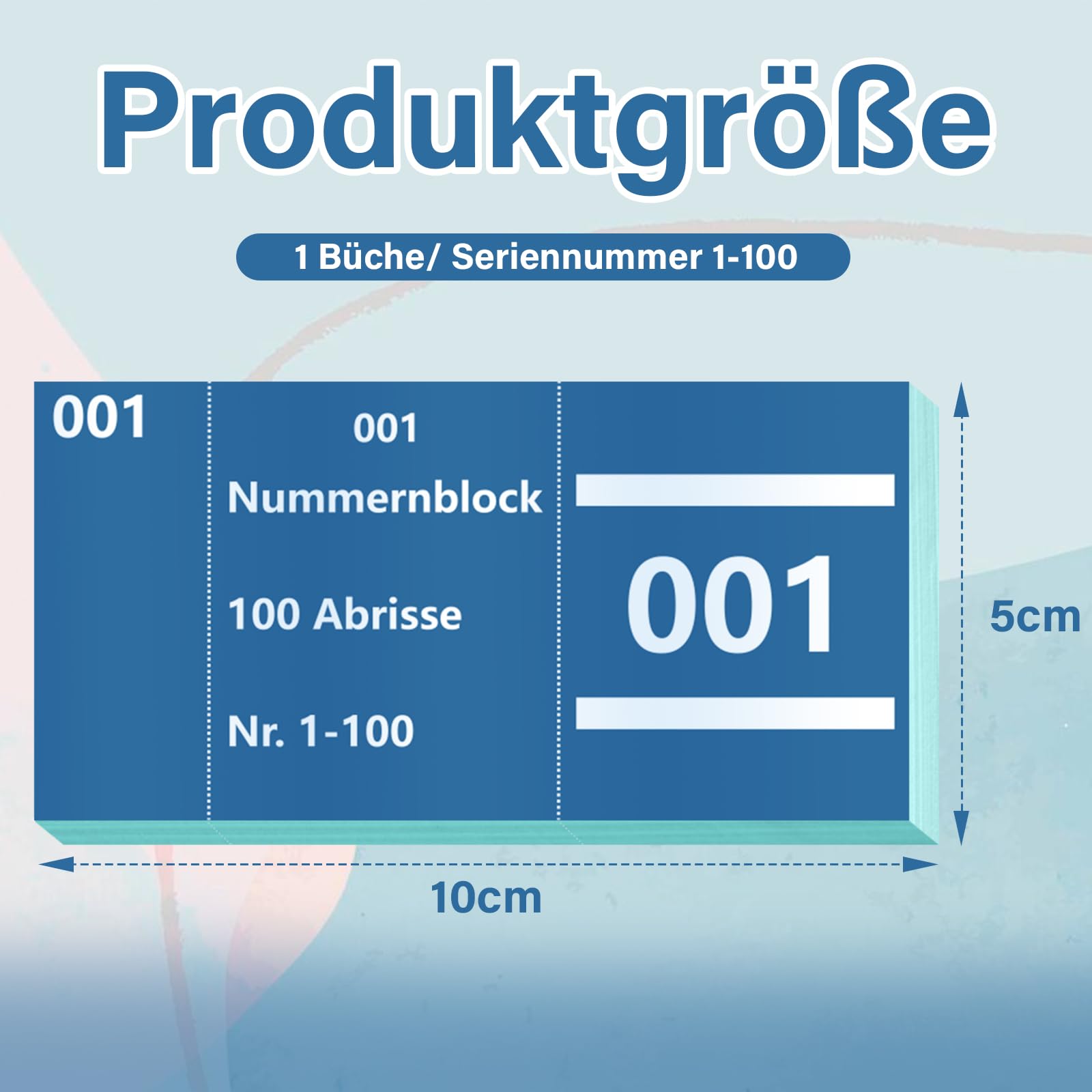 Blok z podwójnymi numerami 1-100 cyfr 5 x 10 cm, blok numeryczny, loteria, podwójne numery, luźne, numerowane, luźne, Tombola, blok z podwójnymi numerami (niebieski)