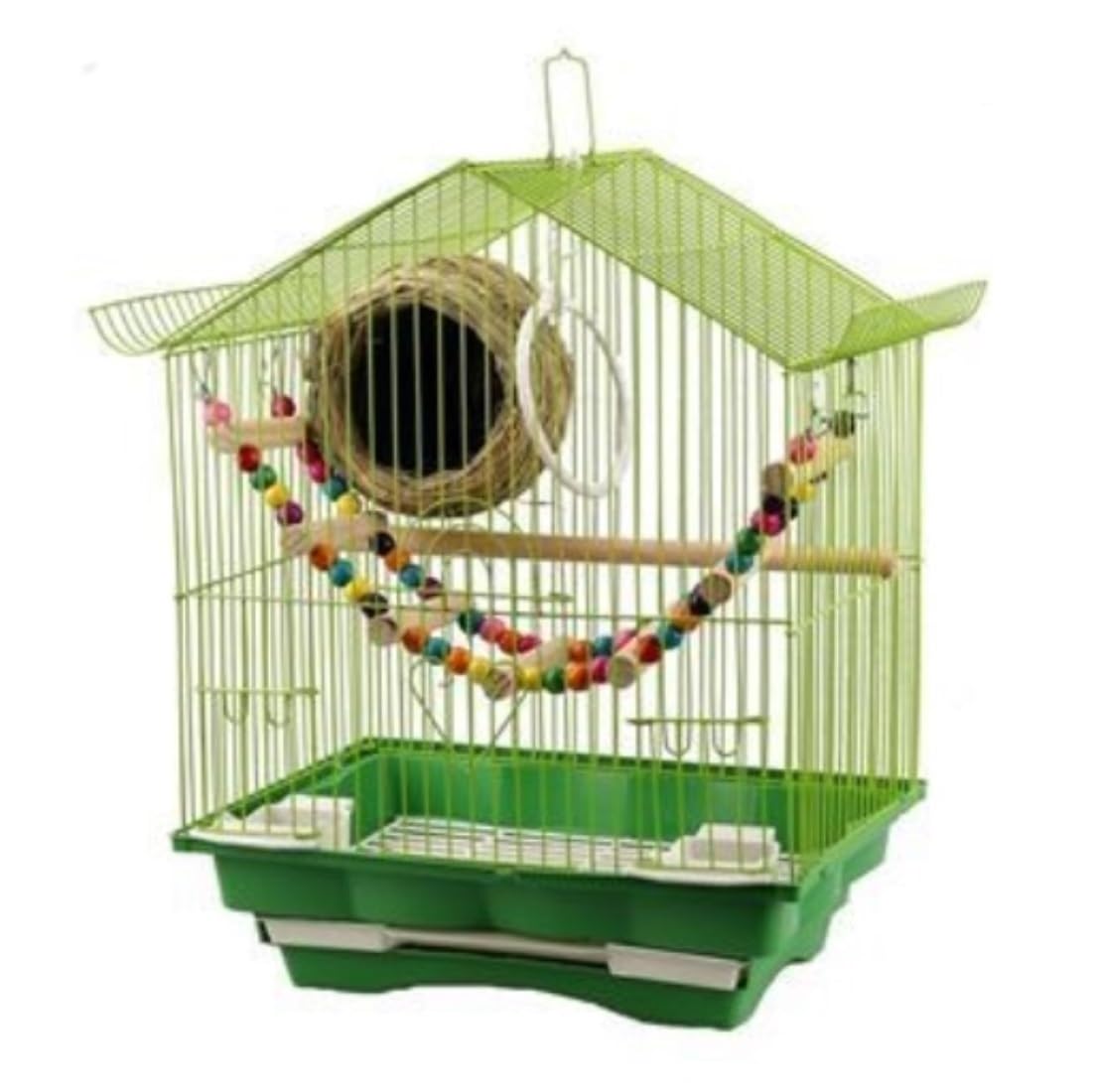 Jaula para Periquitos Jaula De Hierro para Pájaros, Jaula Transportadora De Viaje con Comedero para Loros, Conures, Lovebird, Cacatúa, Periquitos Jaulas para Aves(Grün)