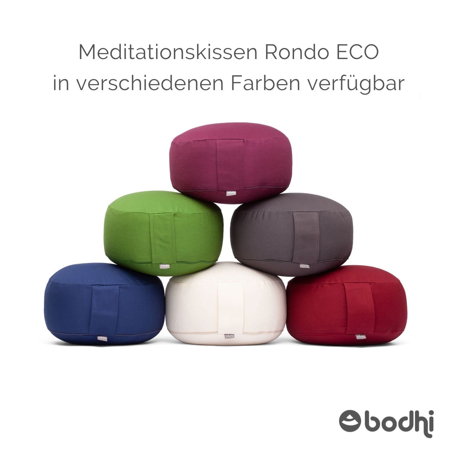 Bodhi Meditationskissen Rondo | ECO Serie | Yogakissen mit Kapokfüllung | Abnehmbarer Bezug aus 100% Bio-Baumwolle | Höhe 20 cm | Sitzkissen mit praktischer Trageschlaufe