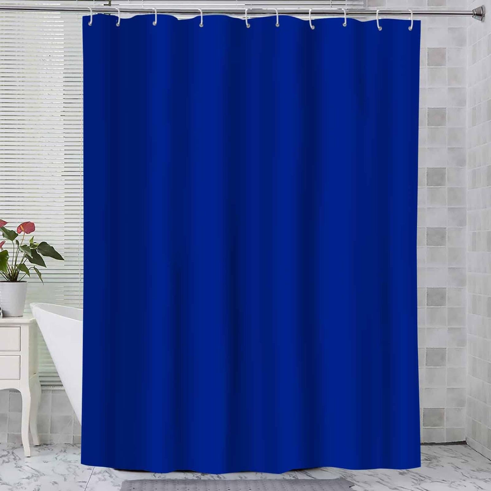Shower Curtain Blue 165x220cm Mould Proof Resistant Extra Long Polyester Waterproof Shower Curtain Washable Heavy Duty Bathroom Curtains Bath Curtain With 12 White Plastic Hooks for Wetroom