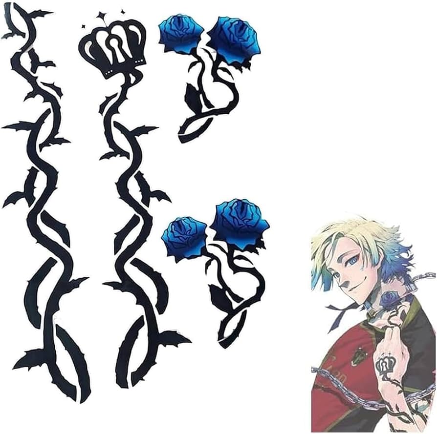 Amazon.co.jp: ミヒャエル・カイザー タトゥーシール 青薔薇 コスプレ