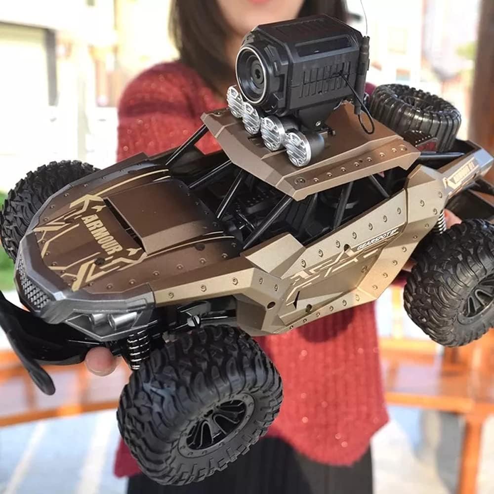 QAQQVQ Coches RC con cámara WiFi 720P HD FPV, Deriva de Alta Velocidad de 25 km/h para Tomar Fotos y vídeos, Camiones Monstruo para niños pequeños y Adultos