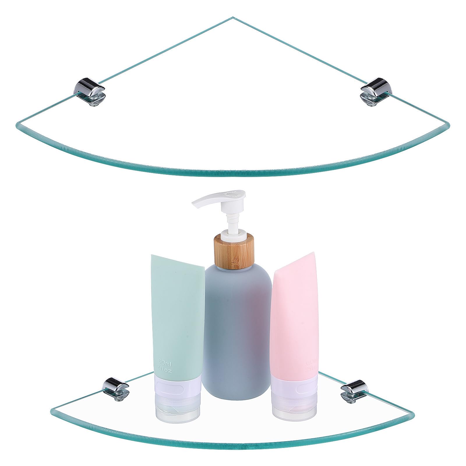TOYANDONA 2 Piezas Estante de Pared Fácil Montaje para Baño de y Aleación de Zinc, Estante de Esquina Triangular Moderno y de Espacio para Ducha
