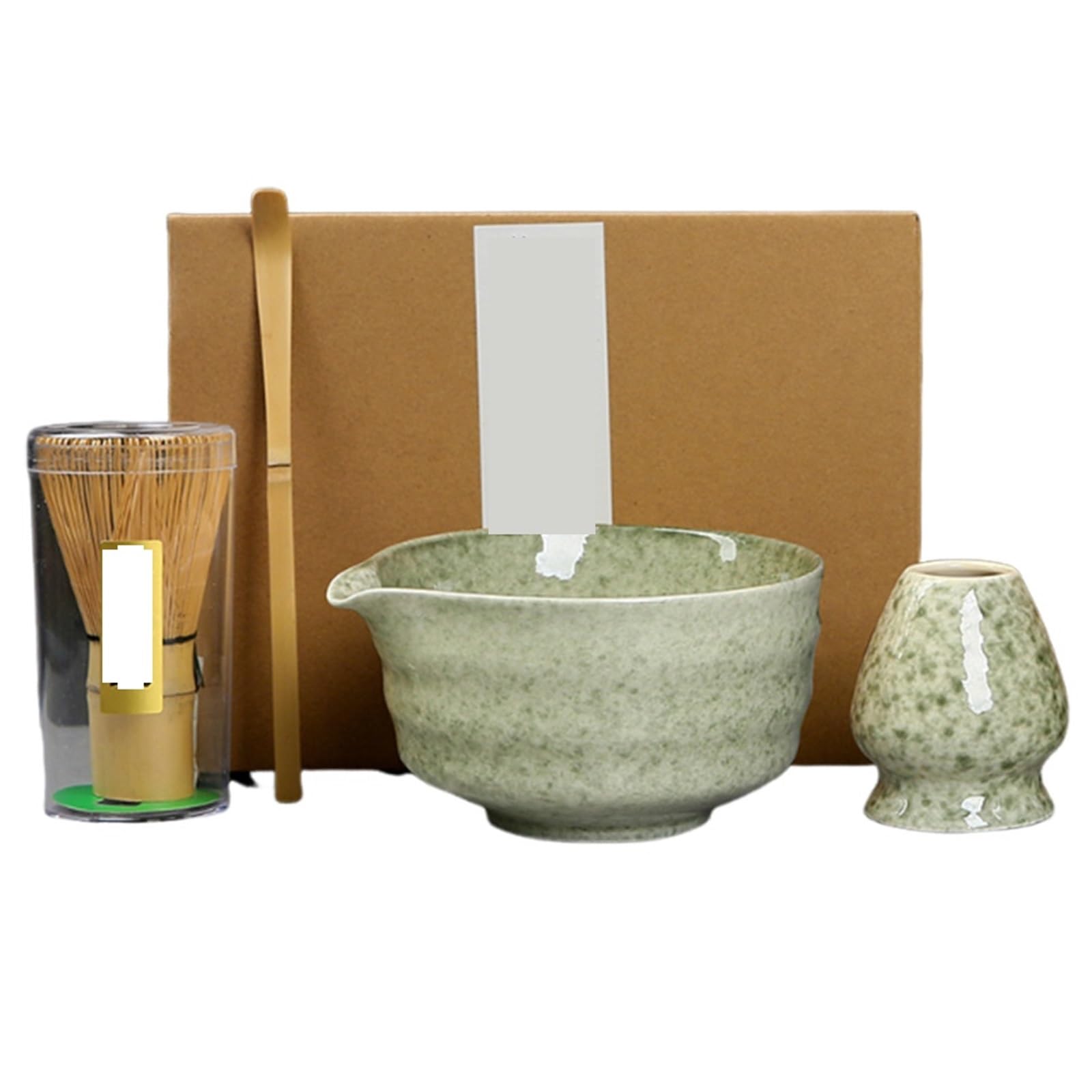 Matcha Set 4-teiliges Matcha-Tee-Set aus Keramik, Matcha-Schüssel, Matcha-Schneebesenhalter, Schneebesen, Teelöffel, Tee-Werkzeuge, Tee-Zubehör