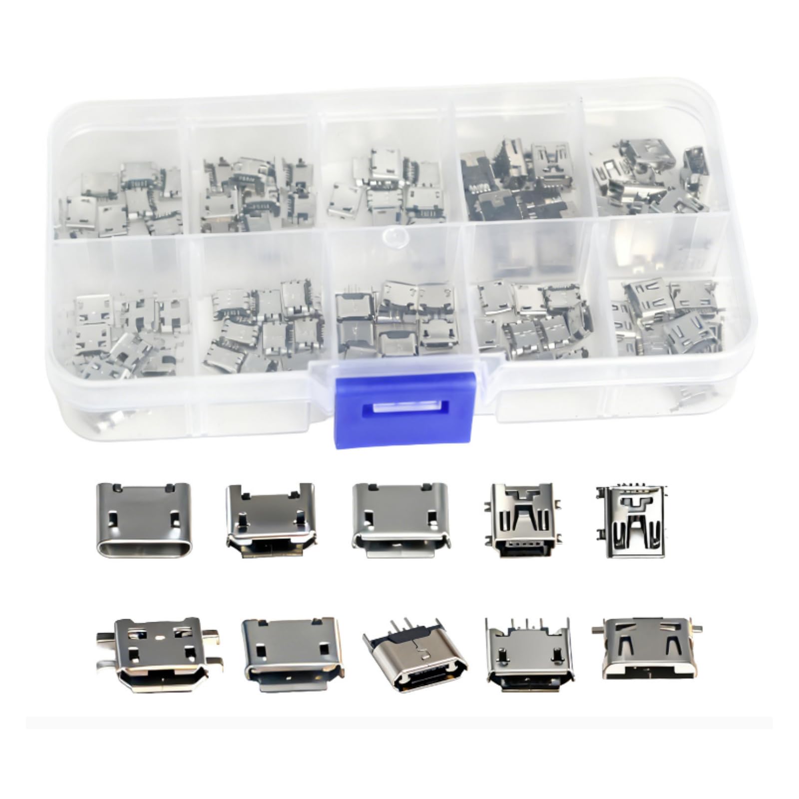 Yetaida 10 Types Micro USB Port Kit Female Jack Plug Connector 5-Pin