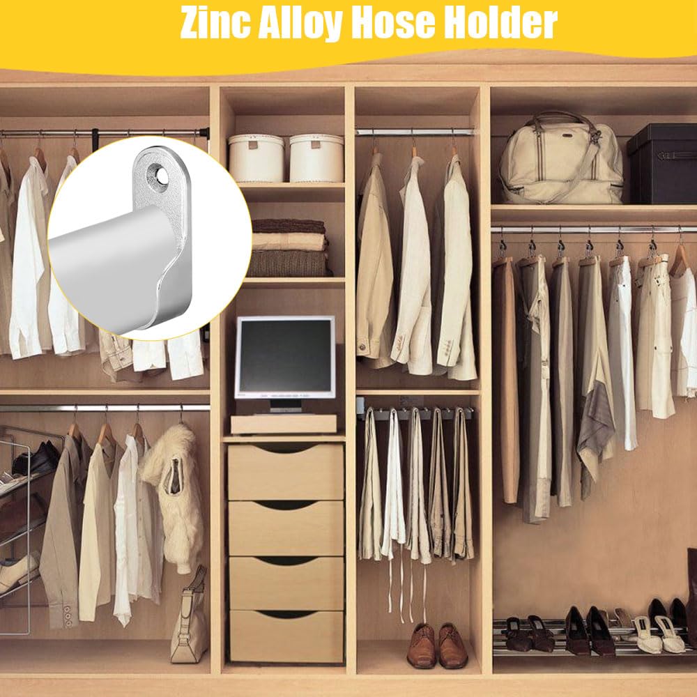 ALI2 2 Pièces Support Tringle Penderie En Aciers Inoxydables,25mm Support Tringle Rideaux Avec Vis,Support Tube Penderie Pour Les Rideaux Et Les Armoires (Argent, 25mm