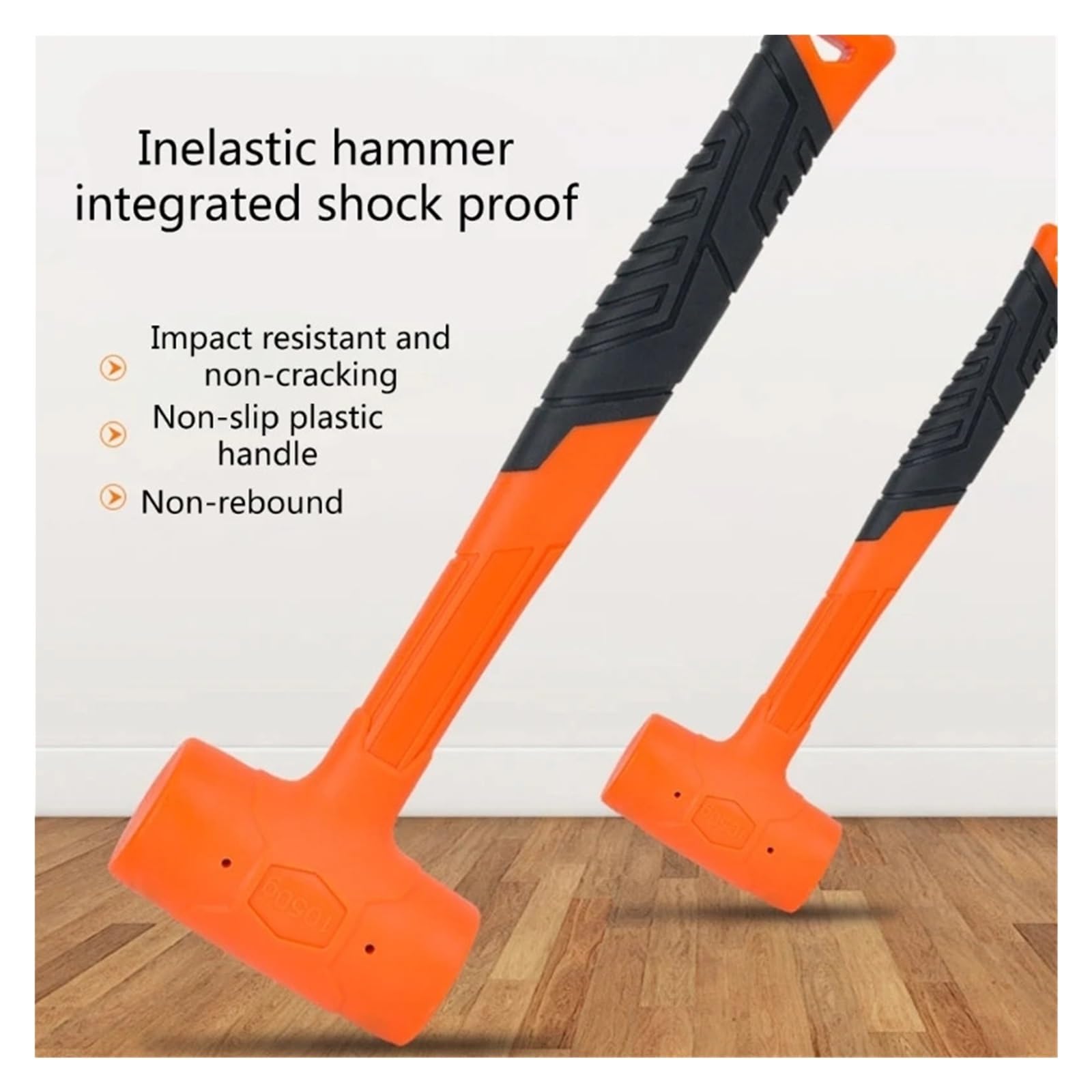 Maillet en caoutchouc de 0,5 à 3lb, outil multifonctionnel, maillet Orange coup mort, souple Pour le travail du bois(Orange-3LB)