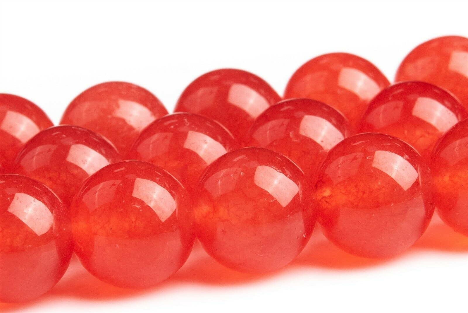 Gemstone Chilli Red Malaysian Jade Beads Round 12mm Loose Strand 14.5-inch