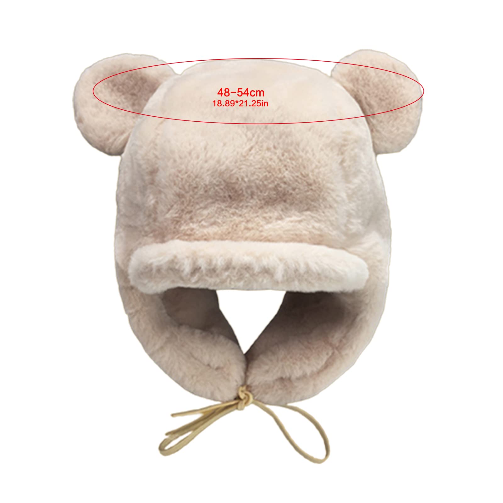 Solid Color Children Lei Hat Plush Bear Ear Hat Coldproof Thermal Wild for Snowboarding Skiing Hiking