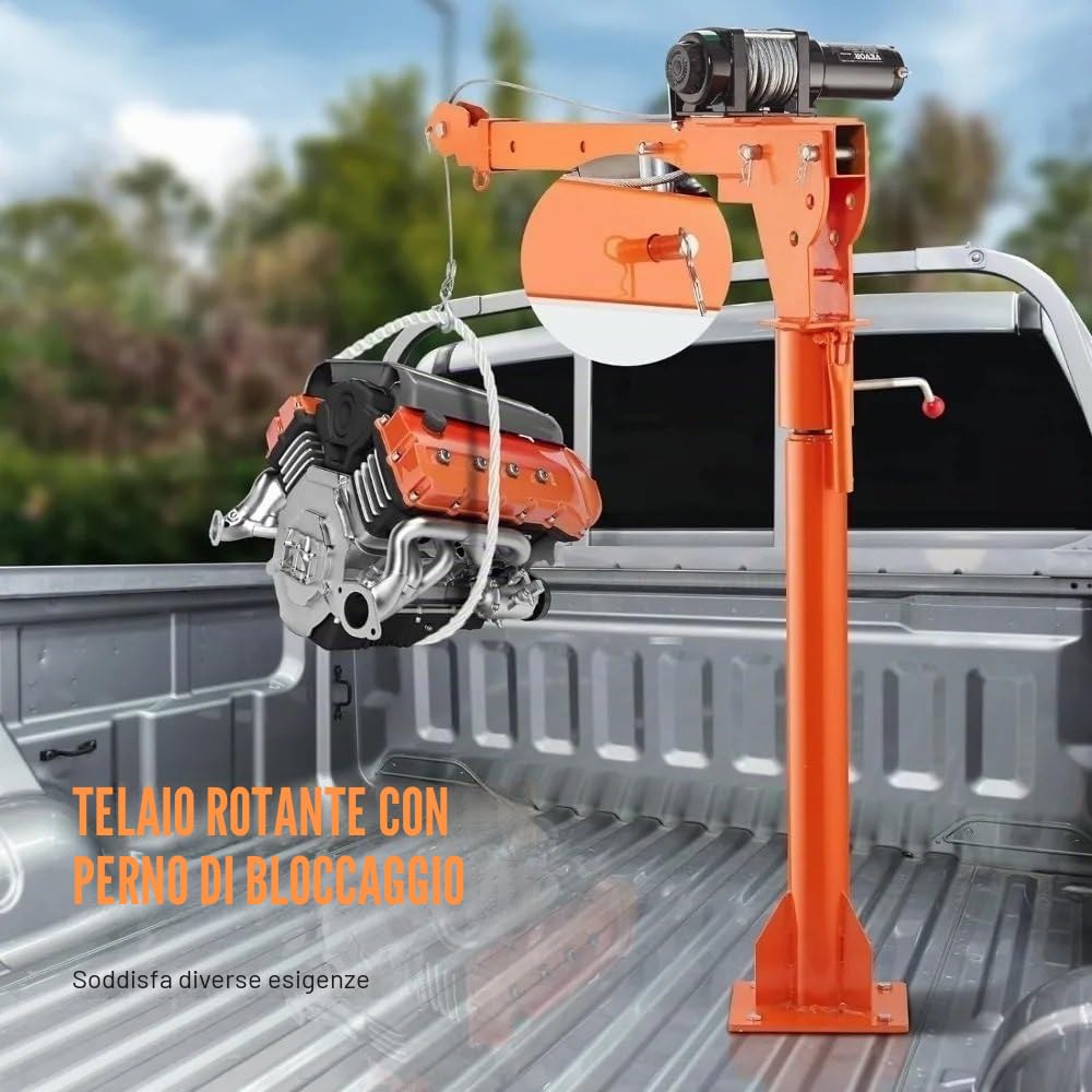 montacarichi da balcone Gru per camioncino, capacità 500 kg, girevole a 360°, paranco per gru a braccio per camion con tre capacità di braccio di 100 kg, 250 kg e 500 kg Paranco elettrico