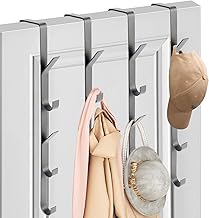 Lot de 4 x 5 crochets de porte en acier inoxydable - Crochet de porte vertical universel - Porte-serviettes au-dessus de la porte - En acier inoxydable - Pour vêtements, serviettes, peignoirs