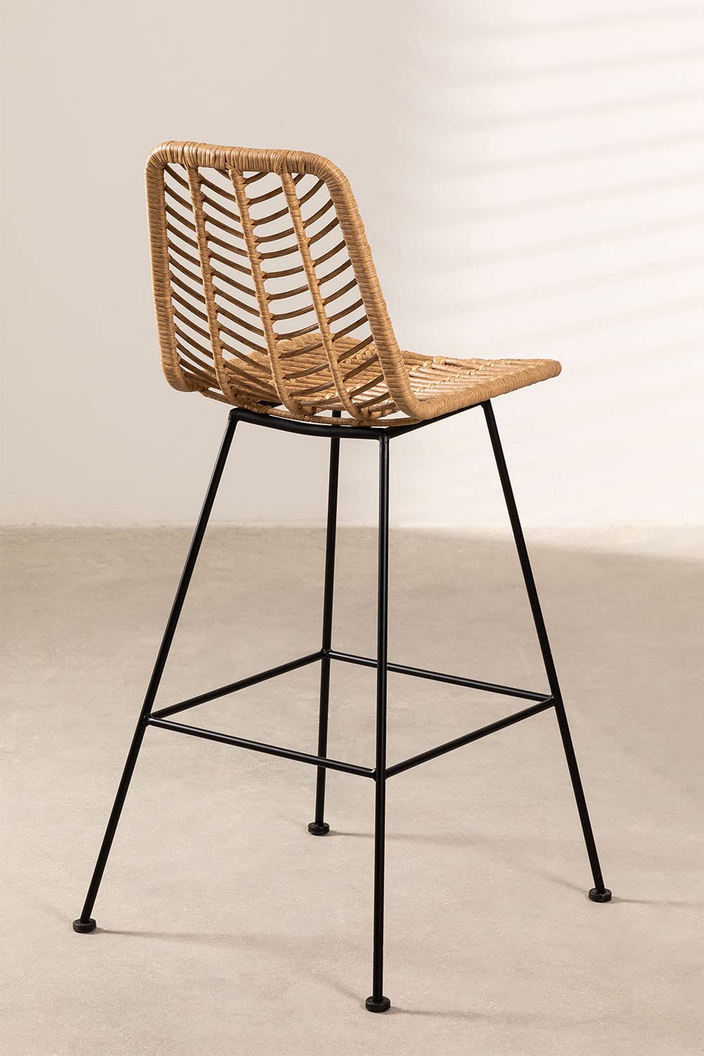 SKLUM Lot de 2 Tabourets Hauts en Rotin Synthétique Gouda Naturel Naturel Noir ↑75 cm