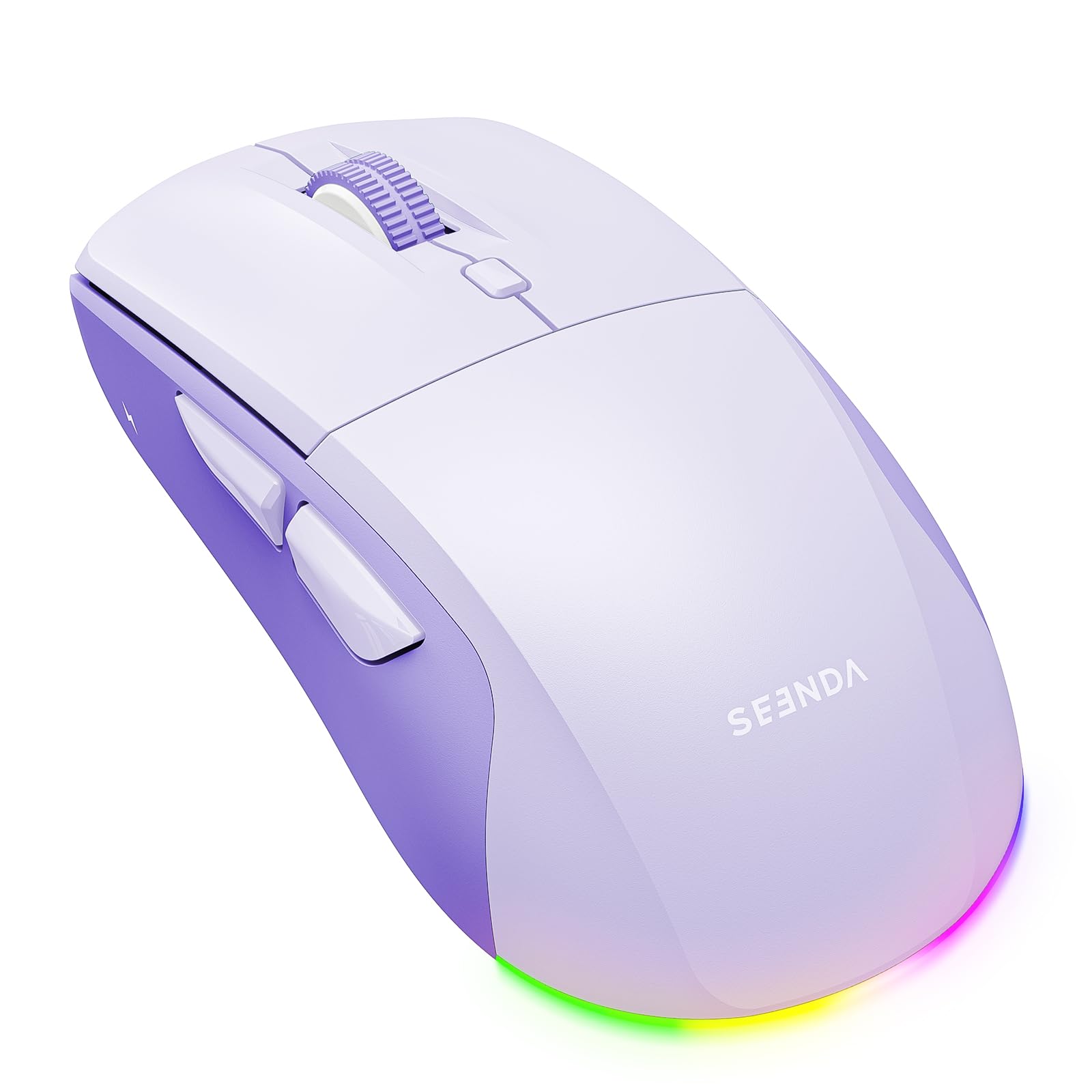 seenda MOU110 Bluetooth Maus & 2.4G Kabellose Maus Dual-Mode – Leise Klicks, Wiederaufladbar LED-Beleuchtung, Anpassbare Seitentasten, Für Windows, Mac, Android, iOS