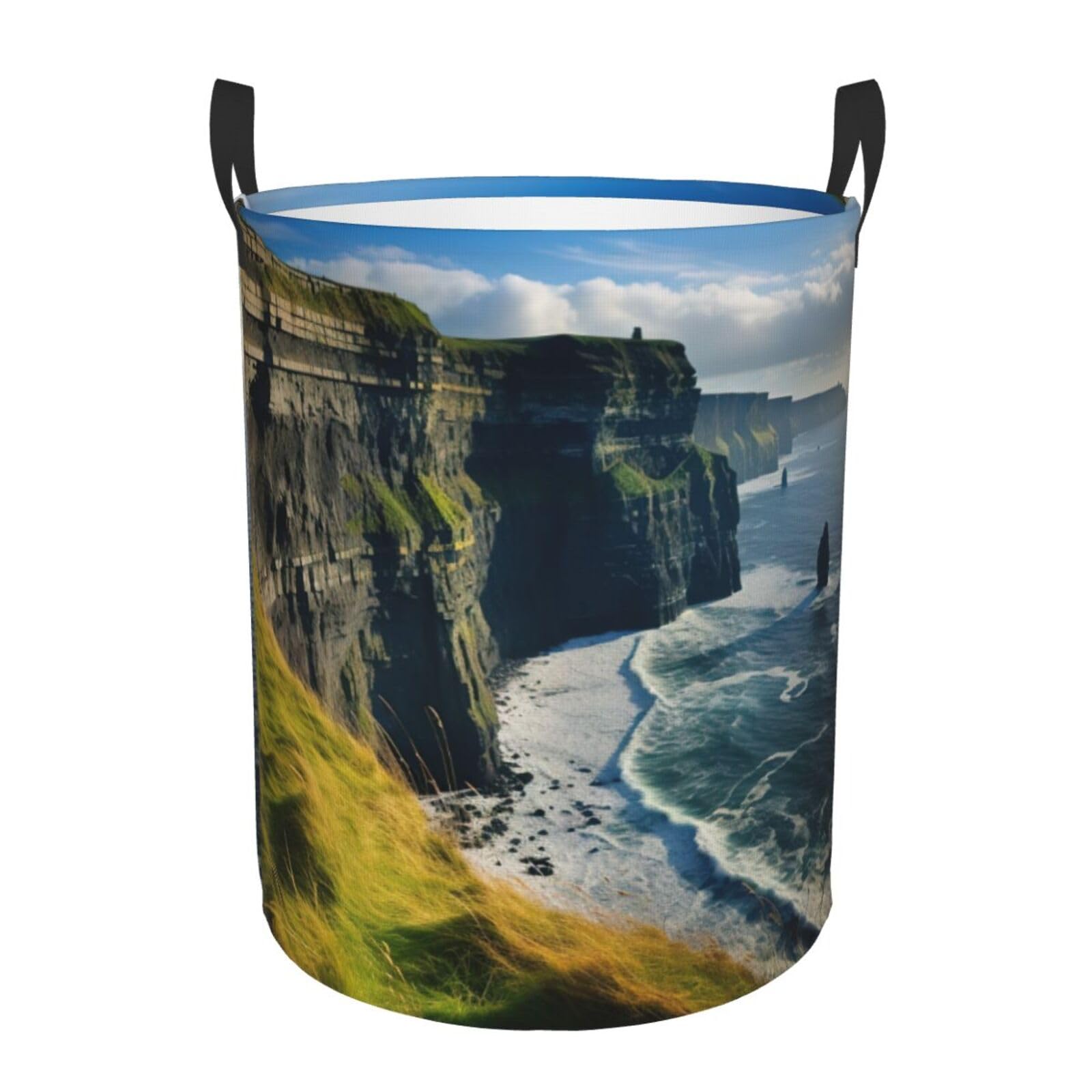 Panier à linge rond étanche Cliffs of Moireen County Clare pour chambre et salle de bain
