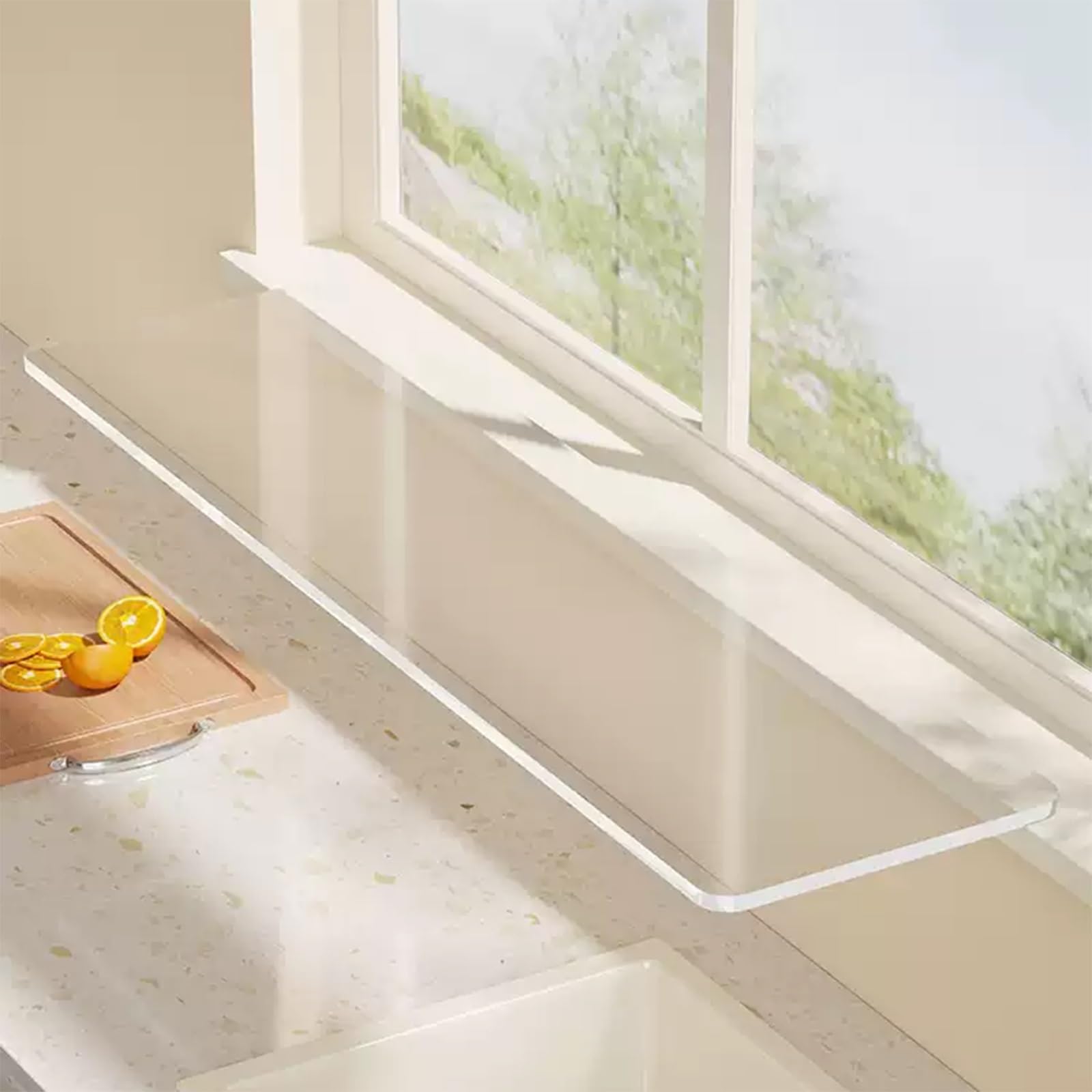 Fensterbank-Erweiterung, Acryl-Kleber, Arbeitsplatz-Erweiterung, transparente Leistenverlängerung für Schreibtisch-Dekoration, 2 Stück