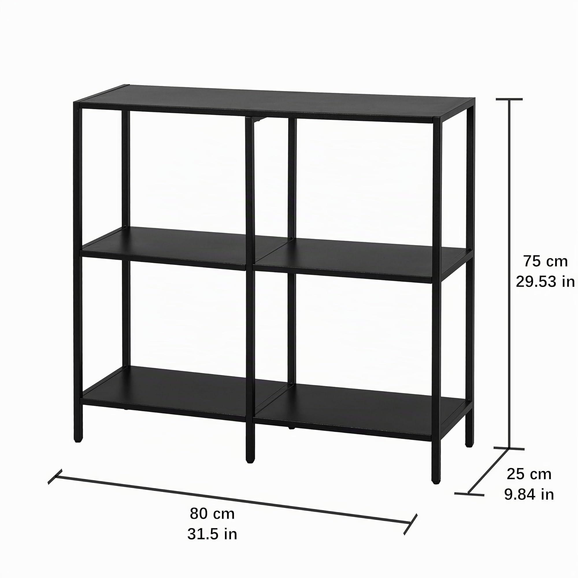 HDANI 80cm Tavolo Consolle in Metallo con 3 Ripiani di Stoccaggio,Piccolo Tavolo da Divano, Tavolo Consolle Stretto,Stile Moderno,Adatto per ingresso Tavolo Soggiorno,Camera da Letto, Nero