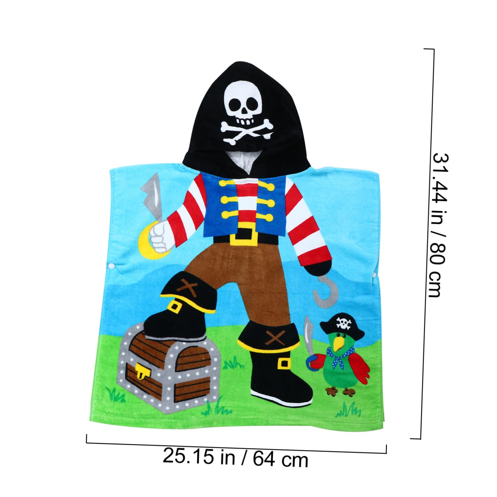 mit Niedlichem Piratenkapitän Motiv mit Kapuze Kinderbademantel aus Baumwolle Saugfähiges und AtmungsAktives Badetuch Sommerfest für Schnelle Trocknung