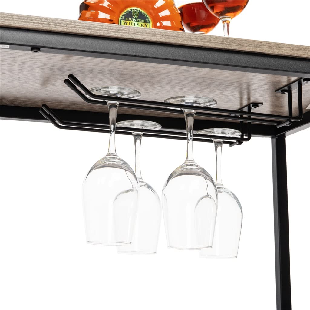 Chariot Chariot de Service de Bar, Chariot de Service de Cuisine Mobile, Chariot de Service en Bois et métal de Style Vintage Industriel (D 80 x 40 x 90 cm)