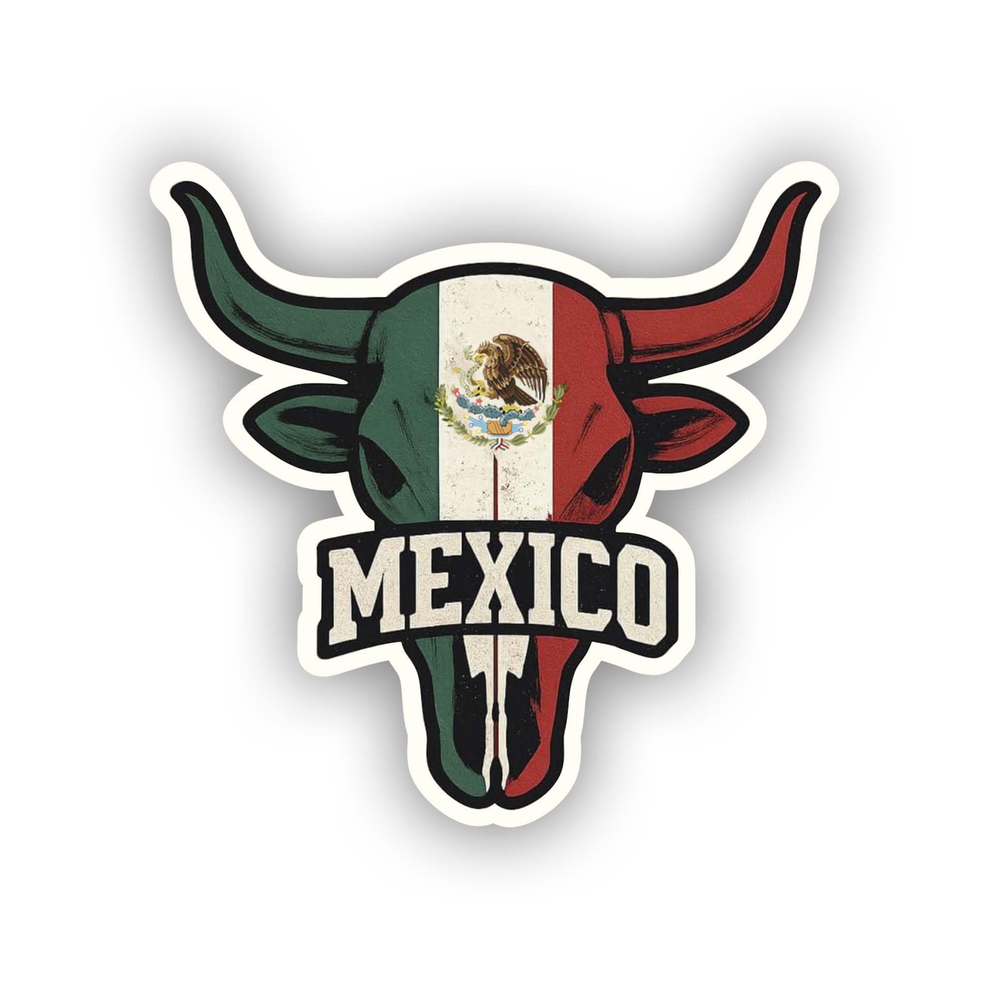 Bull Skull Sticker with Mexican Flag and VER Veracruz State Text Vinyl Decal for Laptop Car Window Bumper Cultural Heritage Waterproof Symbolic Art