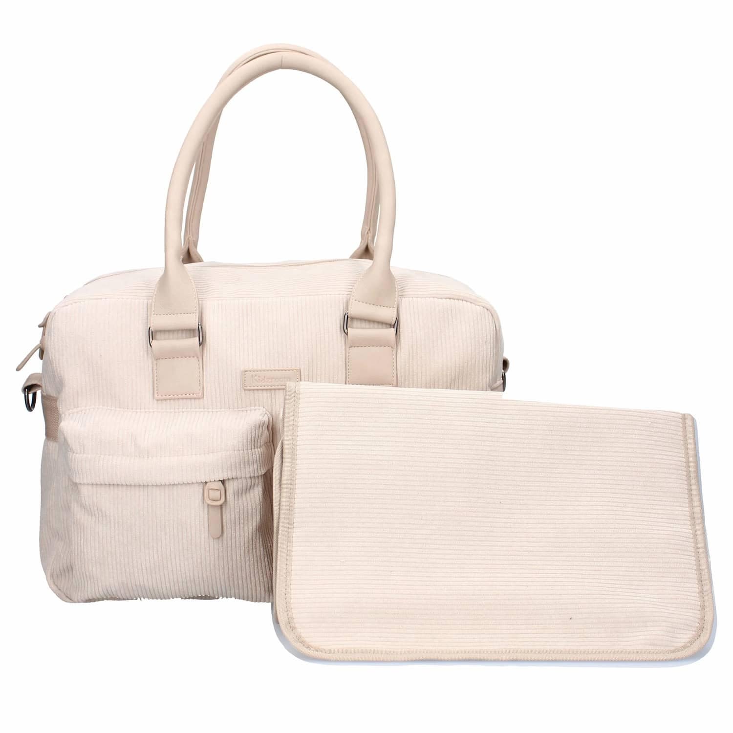 Kidzroom | Borsa fasciatoio in velluto a coste e materasso nomade - 28 x 40 cm Beige 28 x 40 cm