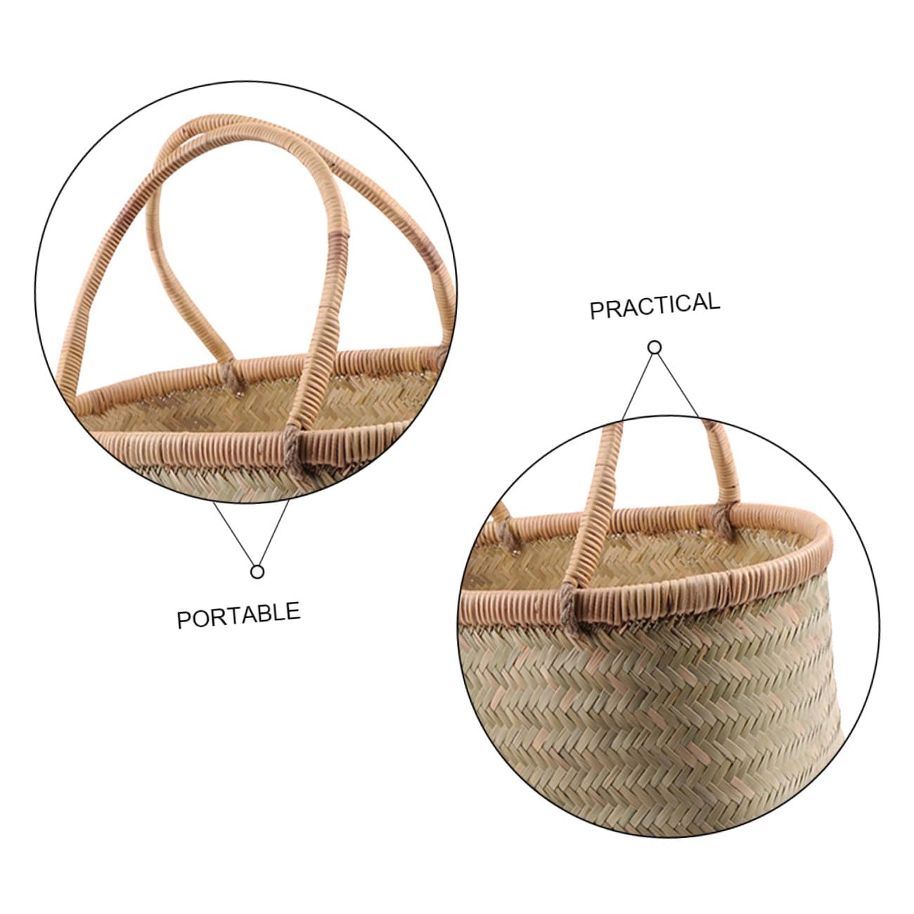 MAGICLULU Cesta Tejida De Bambú Pequeña para Picnic y Almacenamiento Cesta Multiusos Portátil Color Aleatorio 31x21x16 Cm para Jardín y Patio Al Aire Libre