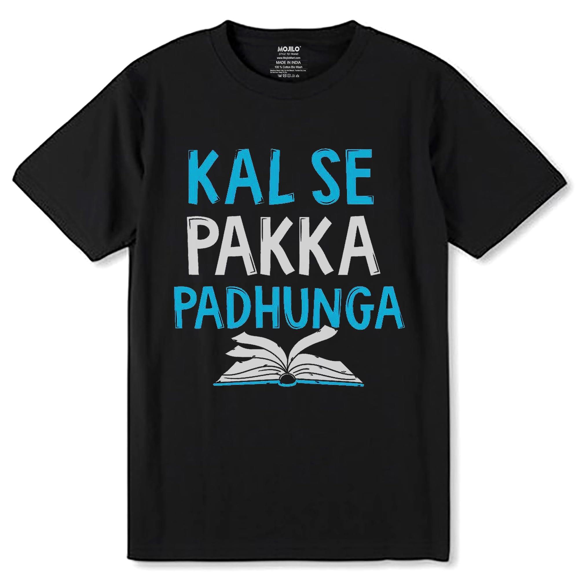 | Unisex Round Neck Black 100% Cotton T-Shirt | DTF Printed Motivational & Student Graphic Tee | Comfortable Casual Fashion for Men & Women | Study-image-33