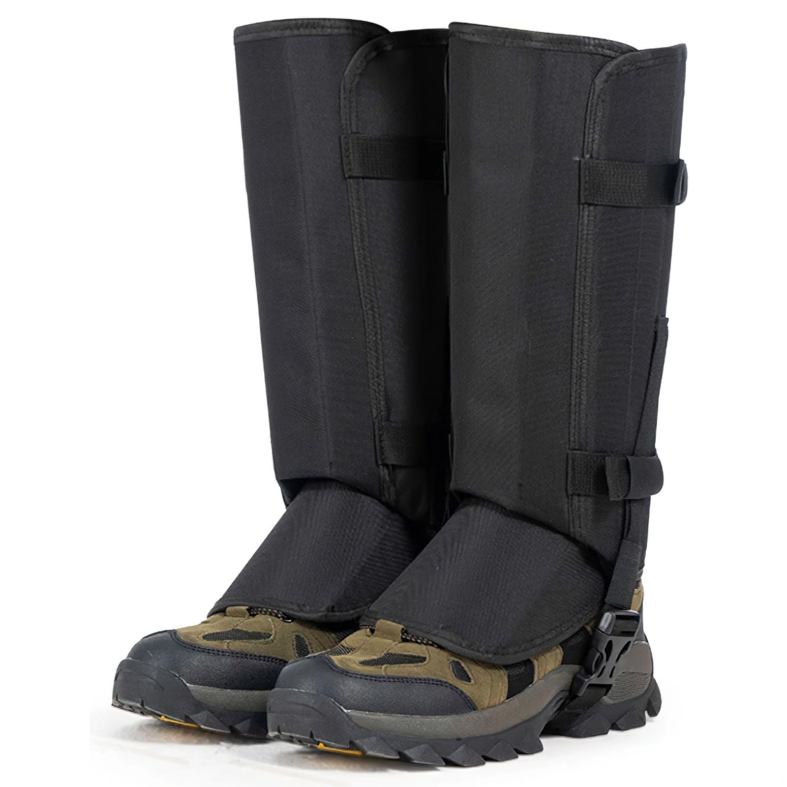Snake Gamaschen Paar Outdoor Beingamaschen für Damen und Herren Wasserdicht Schutz für Schnee Sand Schlamm Schlange Nylon Oxford Stoff Schwarz Größe 4 bis 11,5 Universal