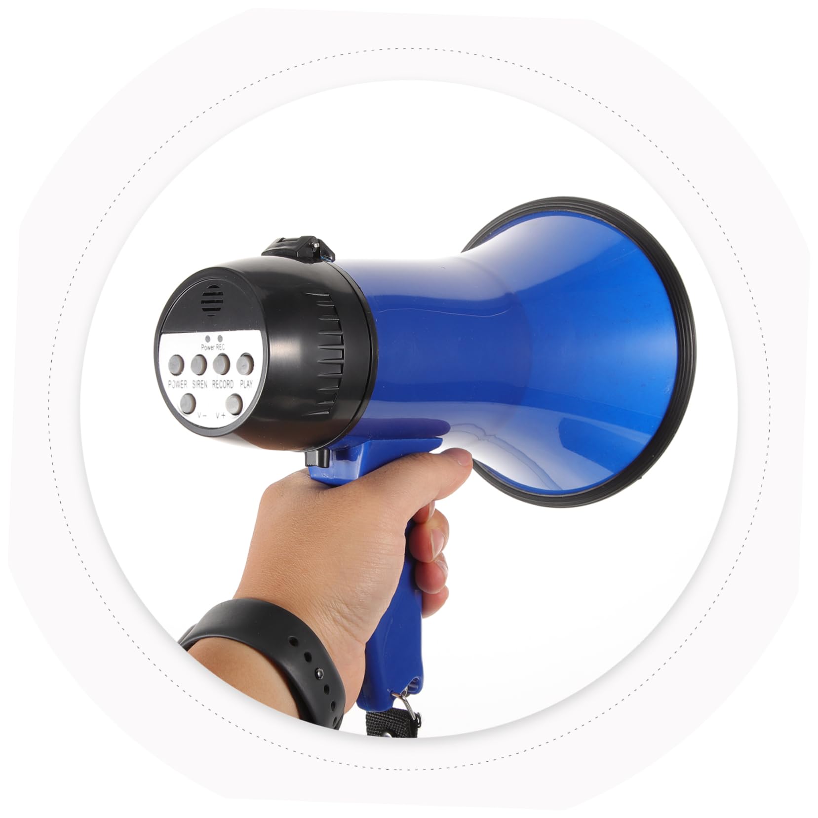 Megáfono de Mano Rojo Amplificador de Sonido con Micrófono y Función de Grabación Megáfono Plegable para Guía Turístico y Vendedor Protector de Voz y Alarma Color