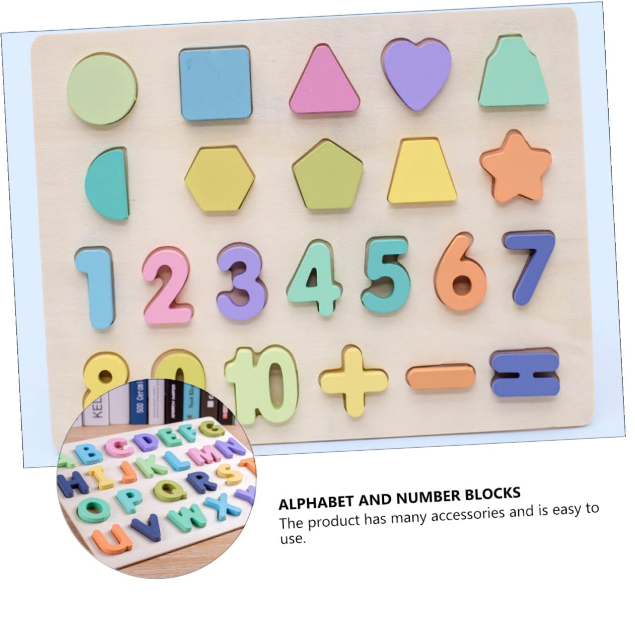Tavola Puzzle Numeri Lettere in Legno, Set 4 Pezzi per Ragazzo Ragazza