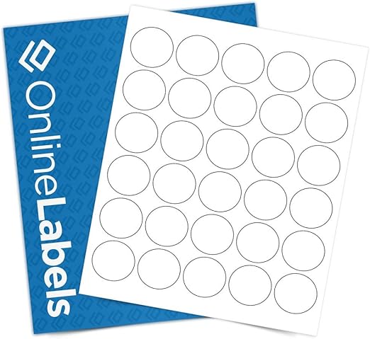 1.5" Round Labels - Permanent Adhesive, White Matte - Great for lid Labels, Warning Stickers, and More - Pack of 300 Circle Stickers, 10 Sheets - Inkjet/Laser Printer, OL2088WX, OnlineLabels