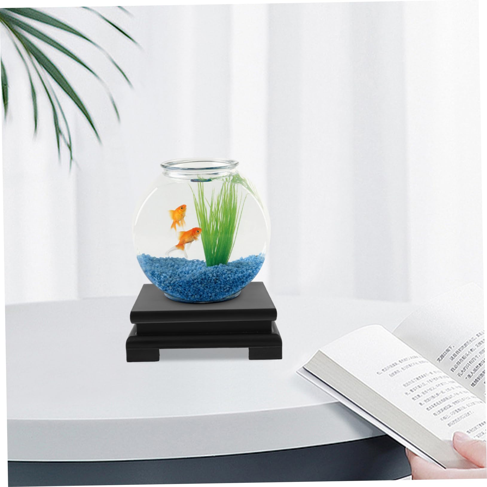 Veemoon Holzsockel Quadratisch 15x5 Cm Für Bonsai - Vasen Und Skulpturen - Massivholz Präsentationshalter in Schwarz Für Zuhause Und Büro Stabiler Pflanzenständer Und Dekorationssockel