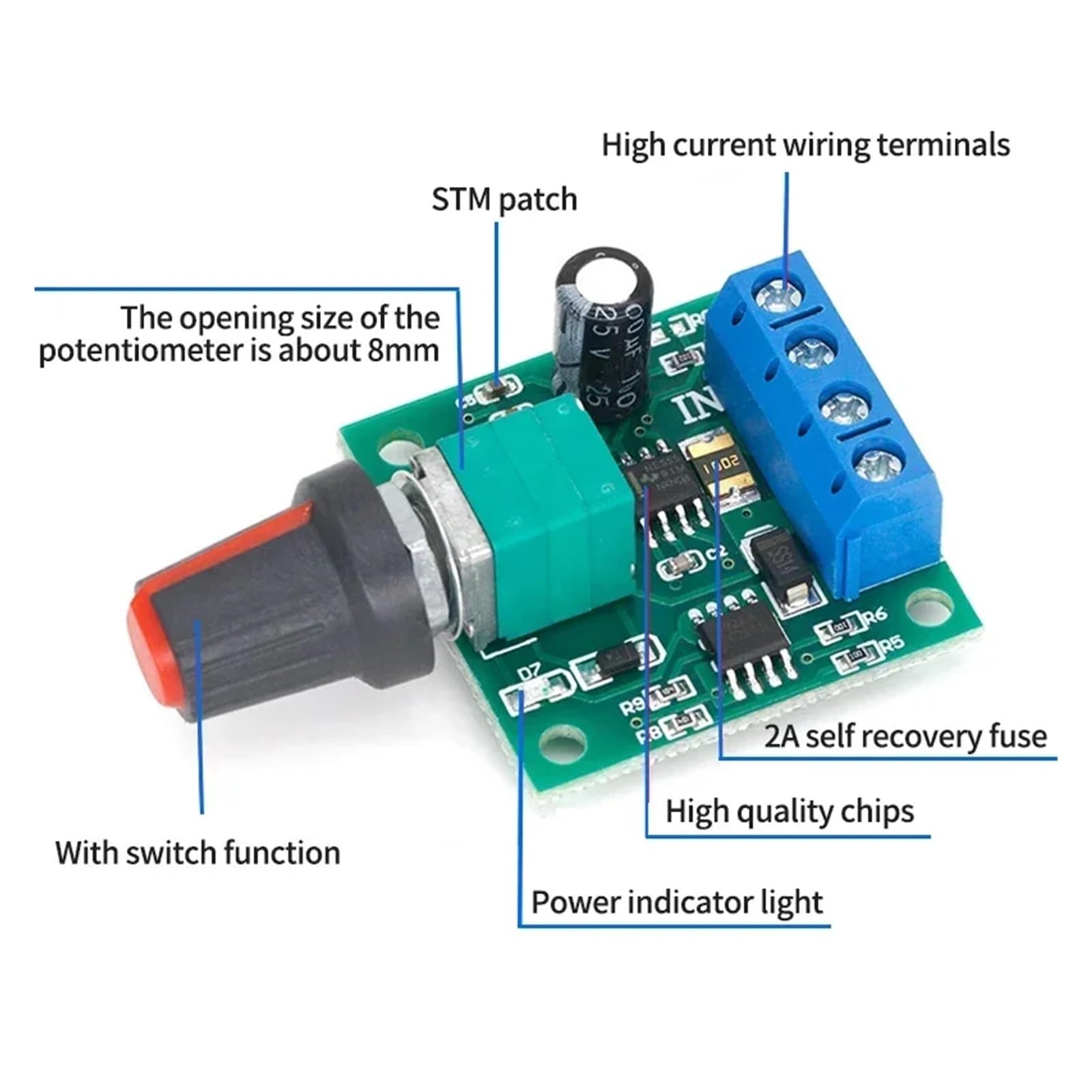 DC 1,8 V 3V 5V 6V 12V 2A 1803BK PWM controlador de velocidad del Motor interruptor regulador de velocidad del Motor de bajo voltaje PWM Módulo de accionamiento ajustable(1803BK PWM X20)