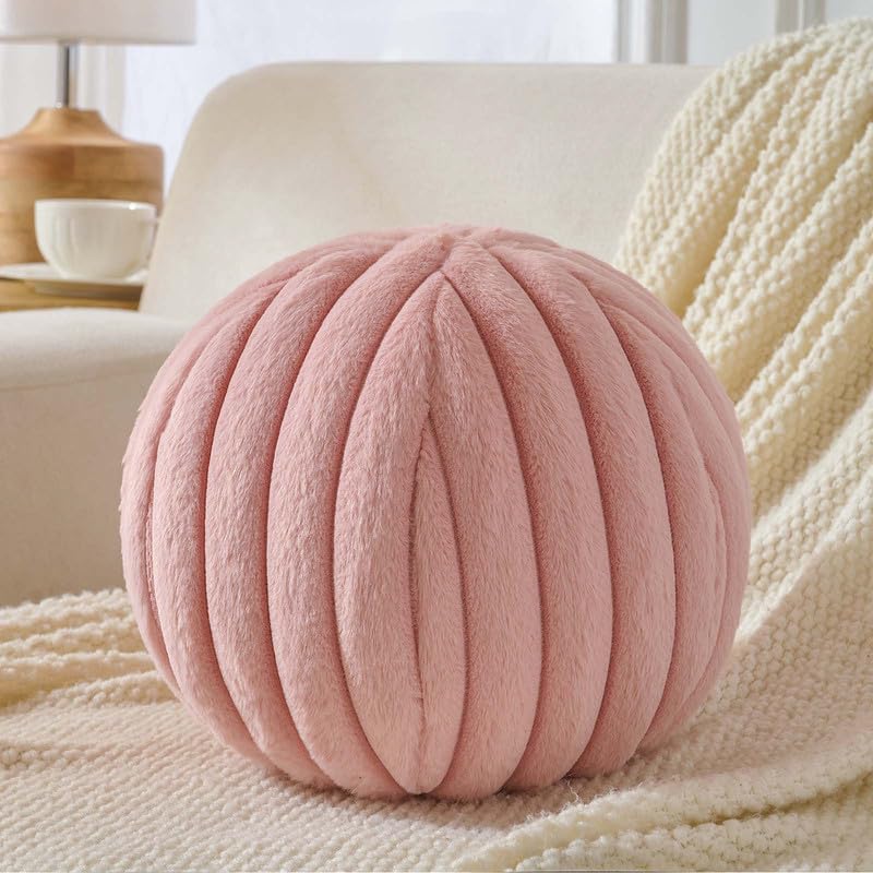 1 Coussin Rond, Velours, Forme Citrouille, 35 Cm, Rembourrage Coton Pp Salon Canape Lit 96205598