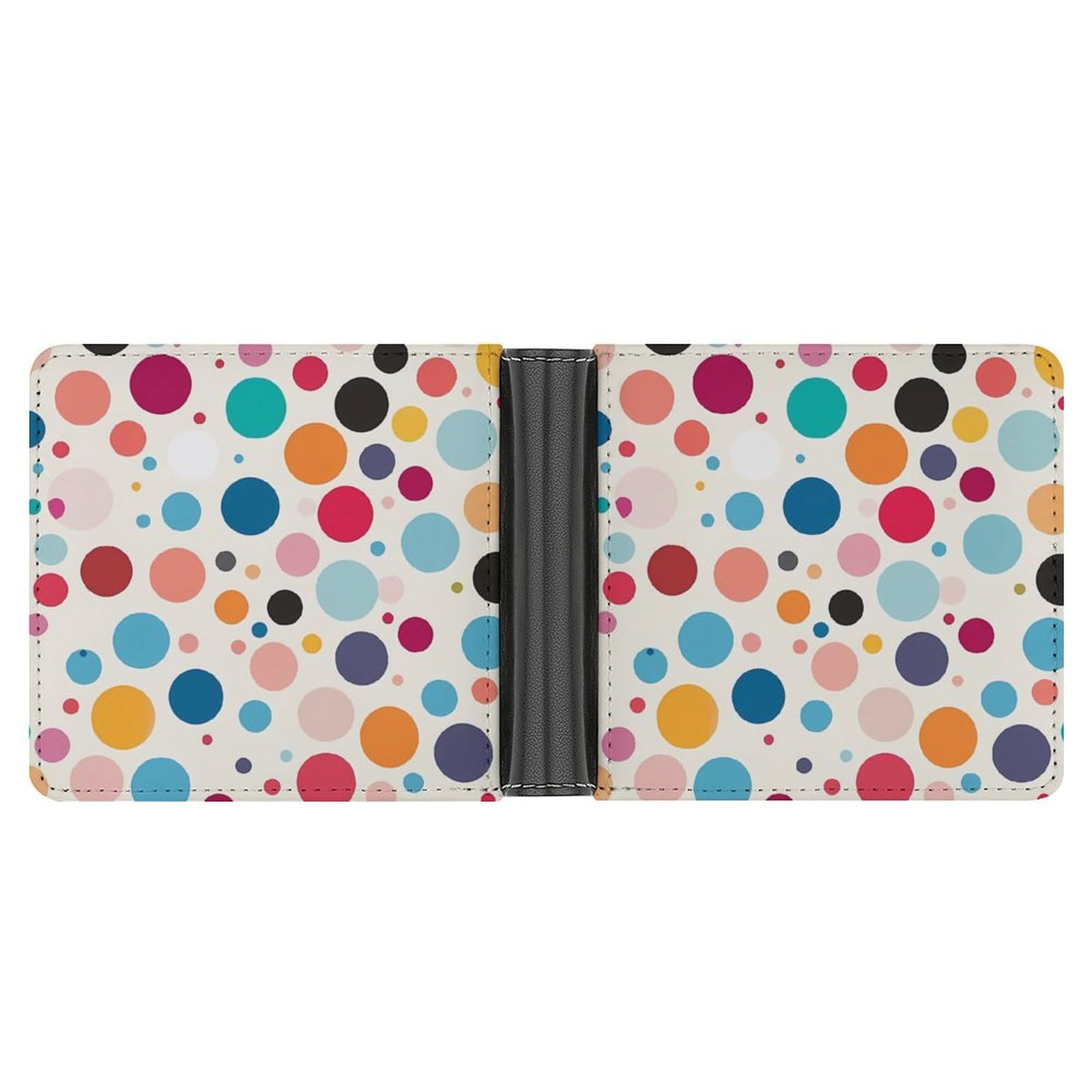Colorful Polka Dot Bifold Wallet PU Leather Coin Purse Lightweight Credit Card Holder Wallet Money Clip