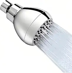 Chuveiro de alta pressão cromado de 7,6 cm - jatos autolimpantes rotativos de 360°, otimizador de fluxo de economia de água, fácil instalação e ABS à prova de ferrugem, spray de chuva de spa para