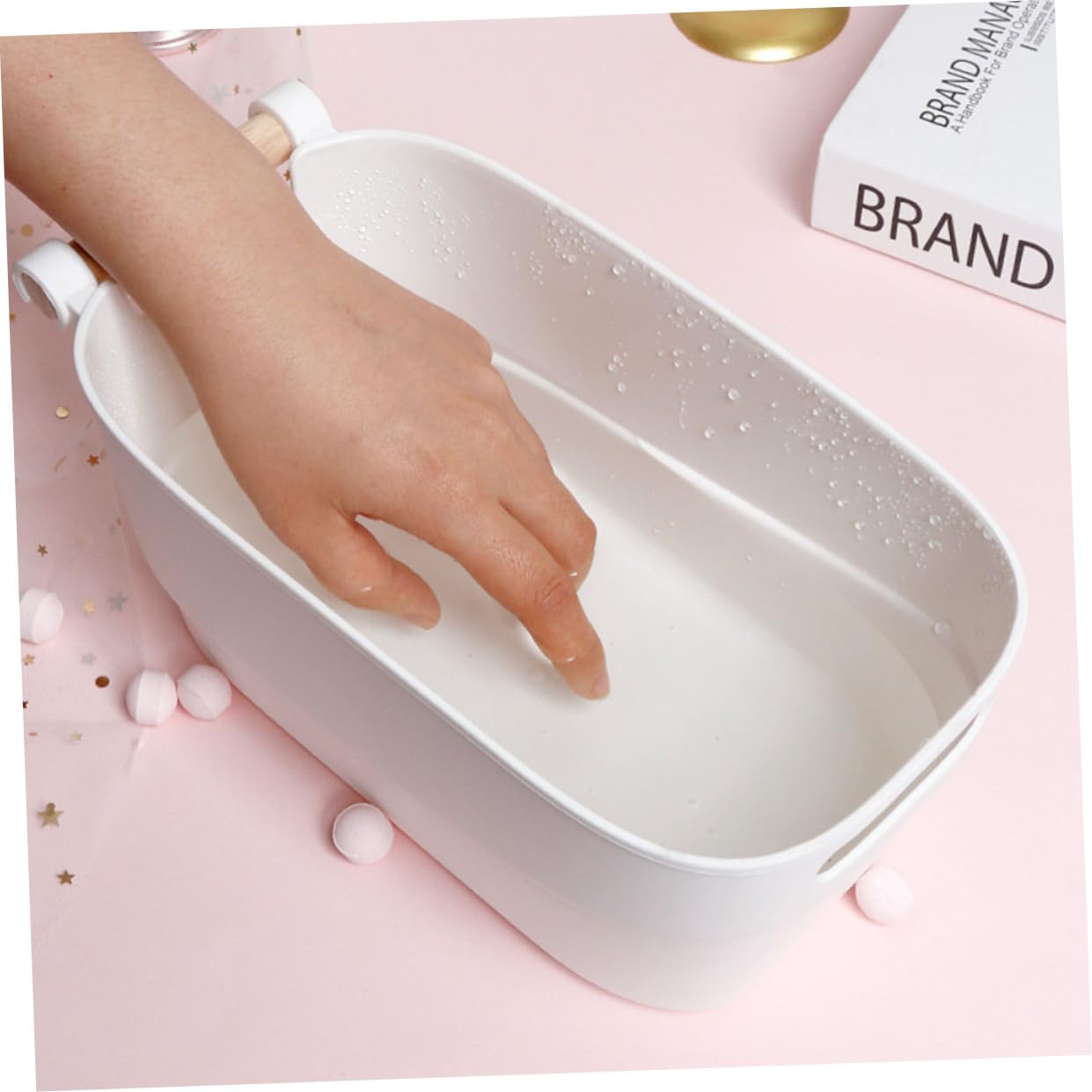 TEHAUX Ciotola per Ammollo Unghie Bianca per Manicure Artistica e Cura Mani Strumento Pratico per Nail Art Professionale e Uso Domestico Accessorio per Salone di Bellezza