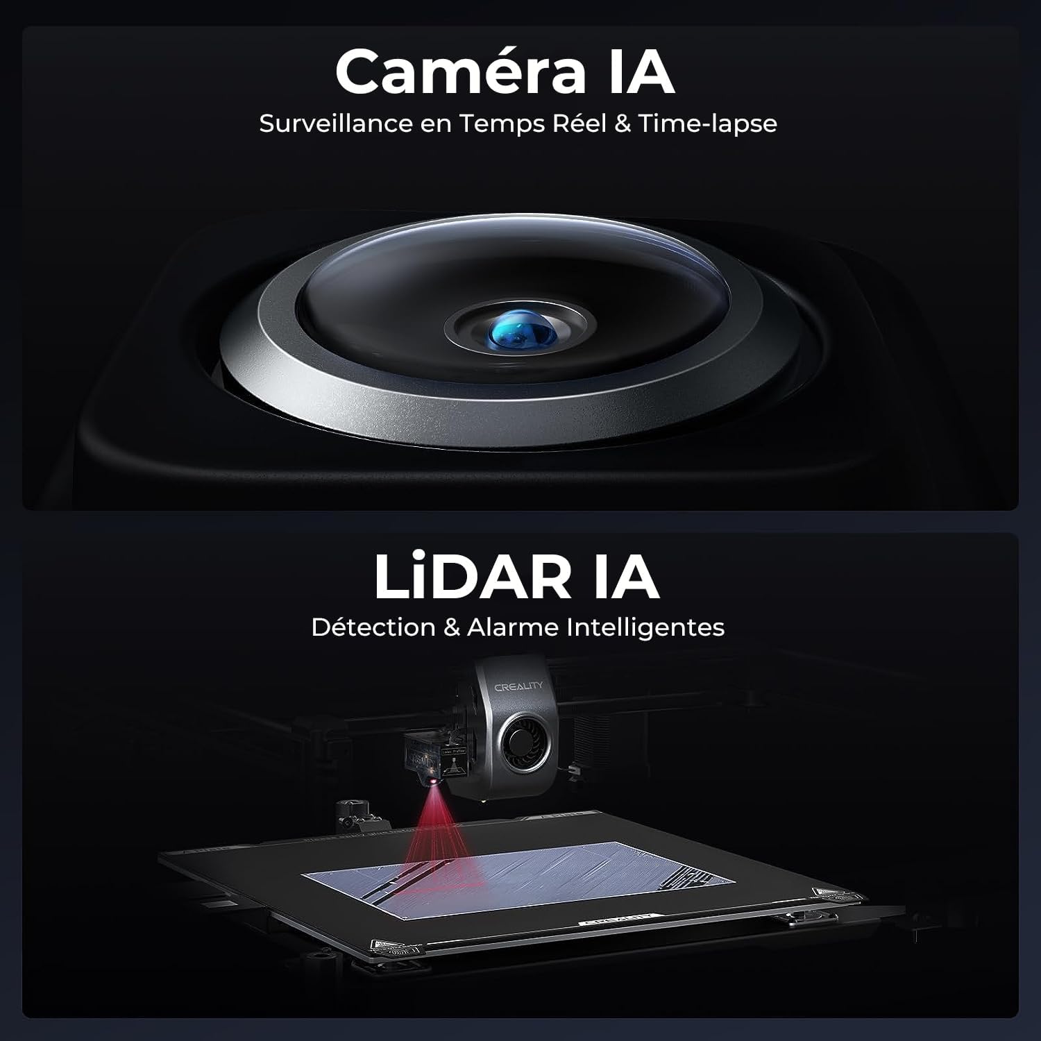 Creality Official K1 Max Imprimante 3D, Haute Vitesse 600mm/s Max avec Mise à Niveau Automatique, Double Refroidissement, Fonction AI Intelligente, Taille d'impression (300x300x300mm)
