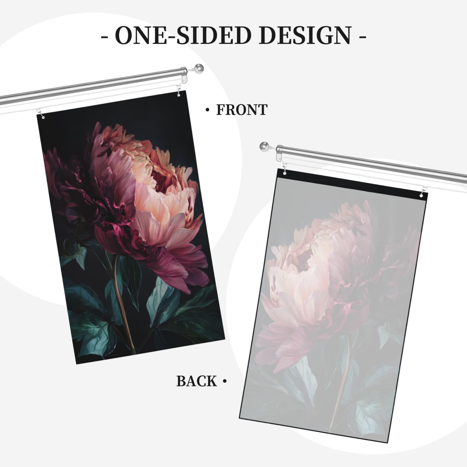 Pink And Burgundy Peony Yard House Flags,3x5 Ft Season Greeting Banner With Grommets Indoor Outdoor Party Home Decorations