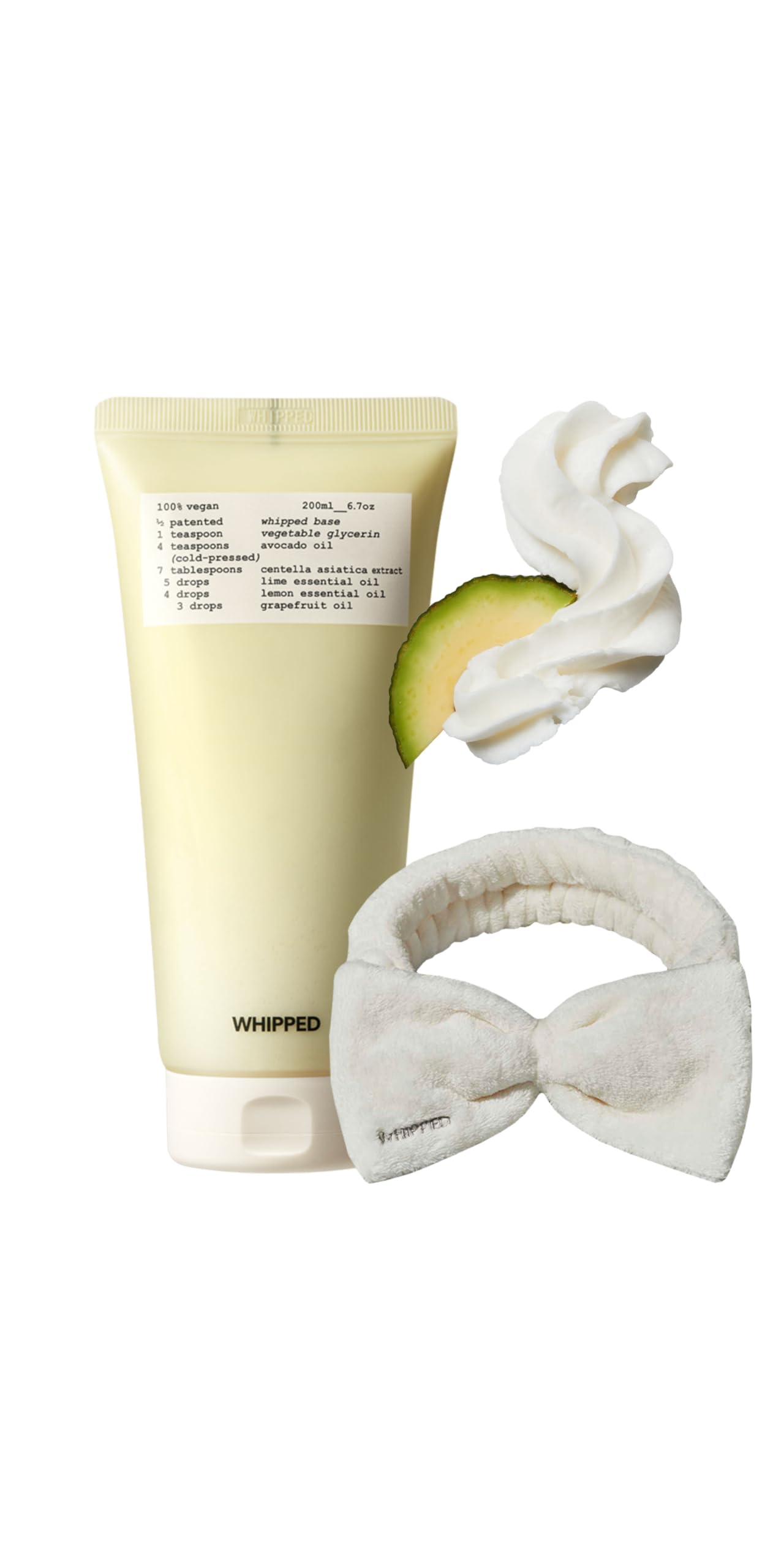 [+Headband] WHIPPED CREAM VEGAN CLEANSER LAVOCADO 4.5 oz | Lime & Avocado | For Dry Skin, EXTRA DEEP Moisturizing