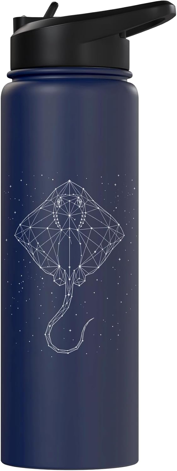 Ray Stingray Constellation Animal Line Art Geometric Stainless Steel Insulated Water Bottle