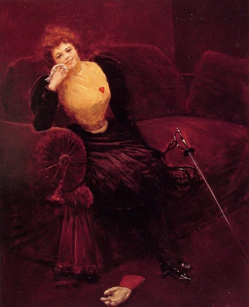 絵画 Une escrimeuse 女性剣士ジャン ベロー キャンバス上の油絵