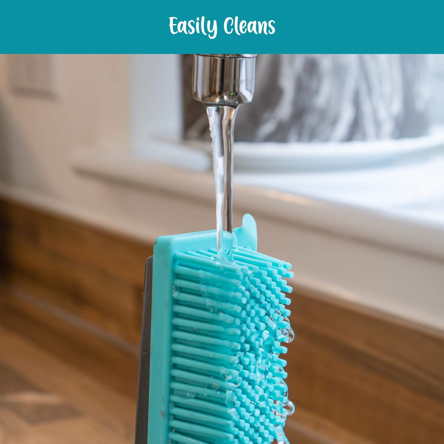 JVL Escoba Extensible de cerdas de Goma para Interiores con escobilla de Goma, Turquesa/Gris